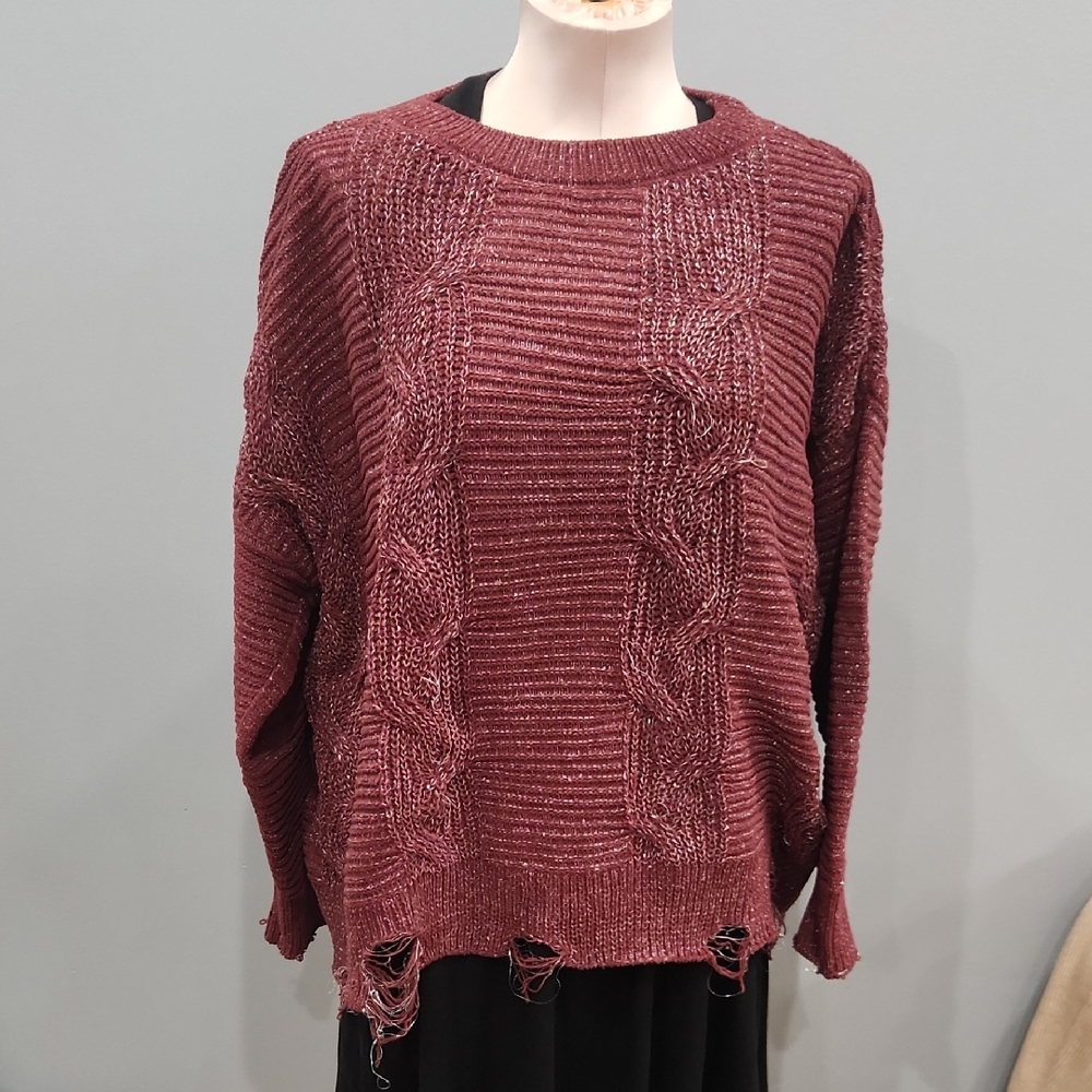 Women's Burgundy Sweater-OVERSIZED